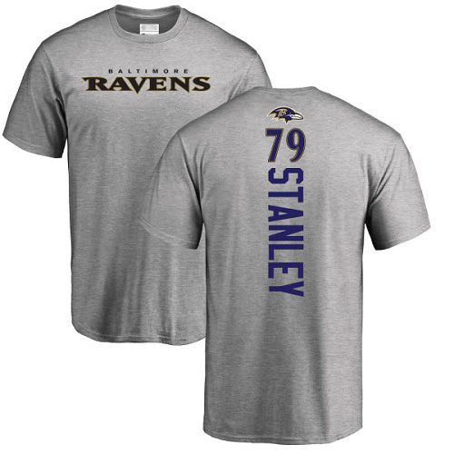 Men Baltimore Ravens Ash Ronnie Stanley Backer NFL Football #79 T Shirt